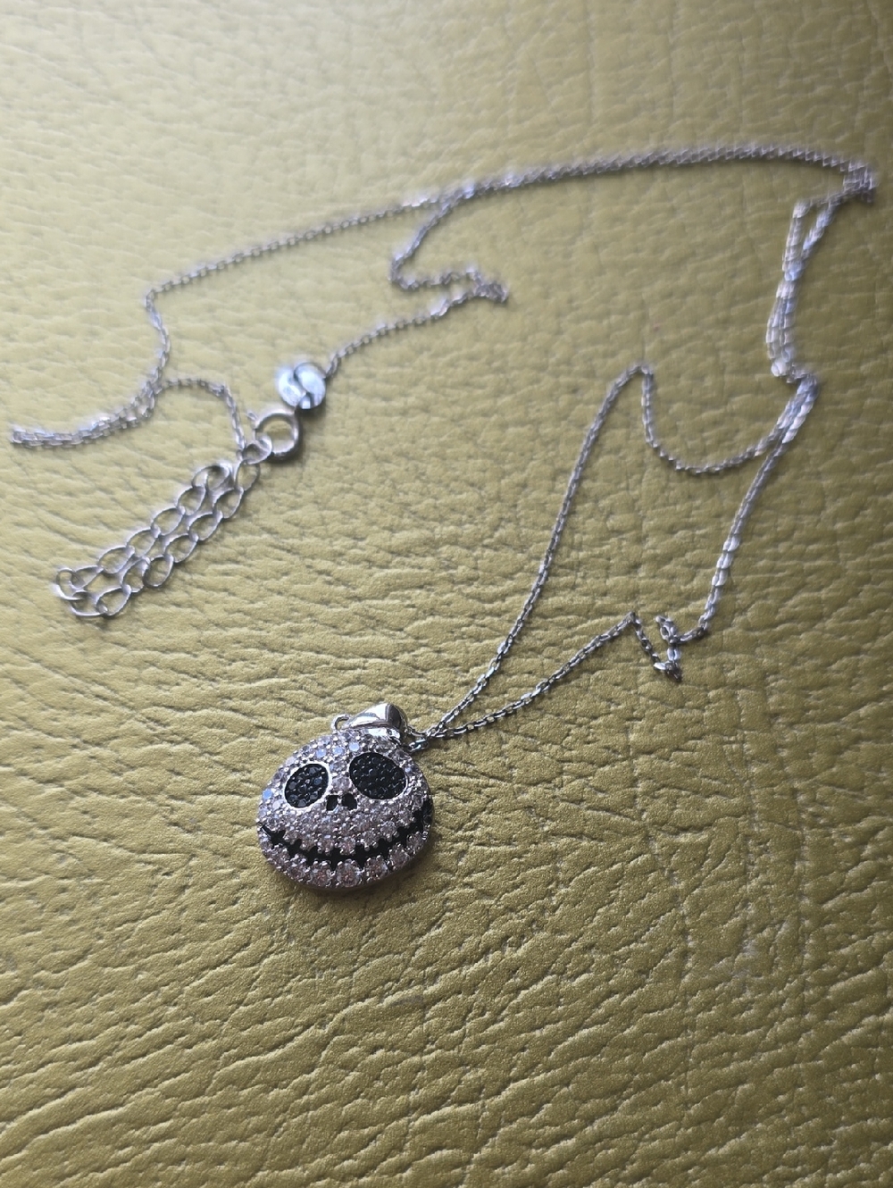 Silver Crystal Skull Pendant Necklace - Silver